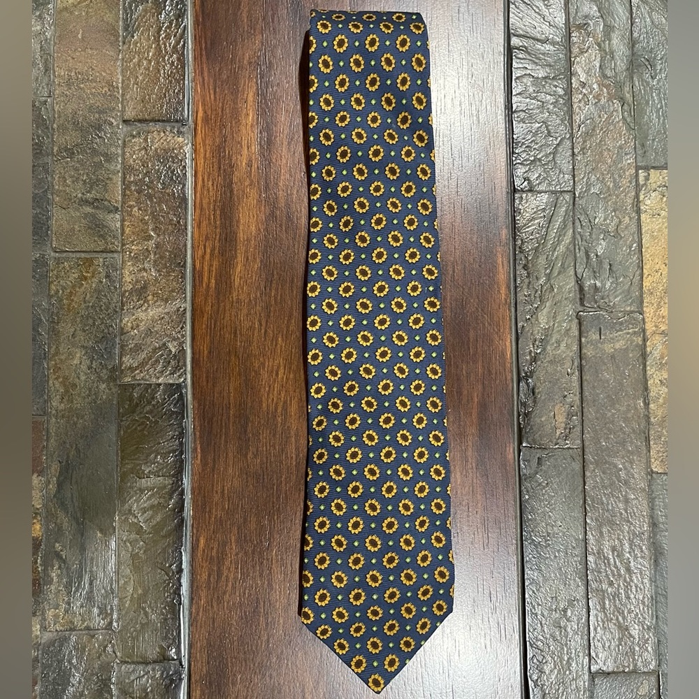 Rubinacci Navy Floral Silk Tie